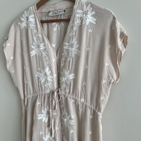 Time For Me Embroidered Boho Duster Kimono Large Floral Long Jacket Festival - Picture 6 of 16